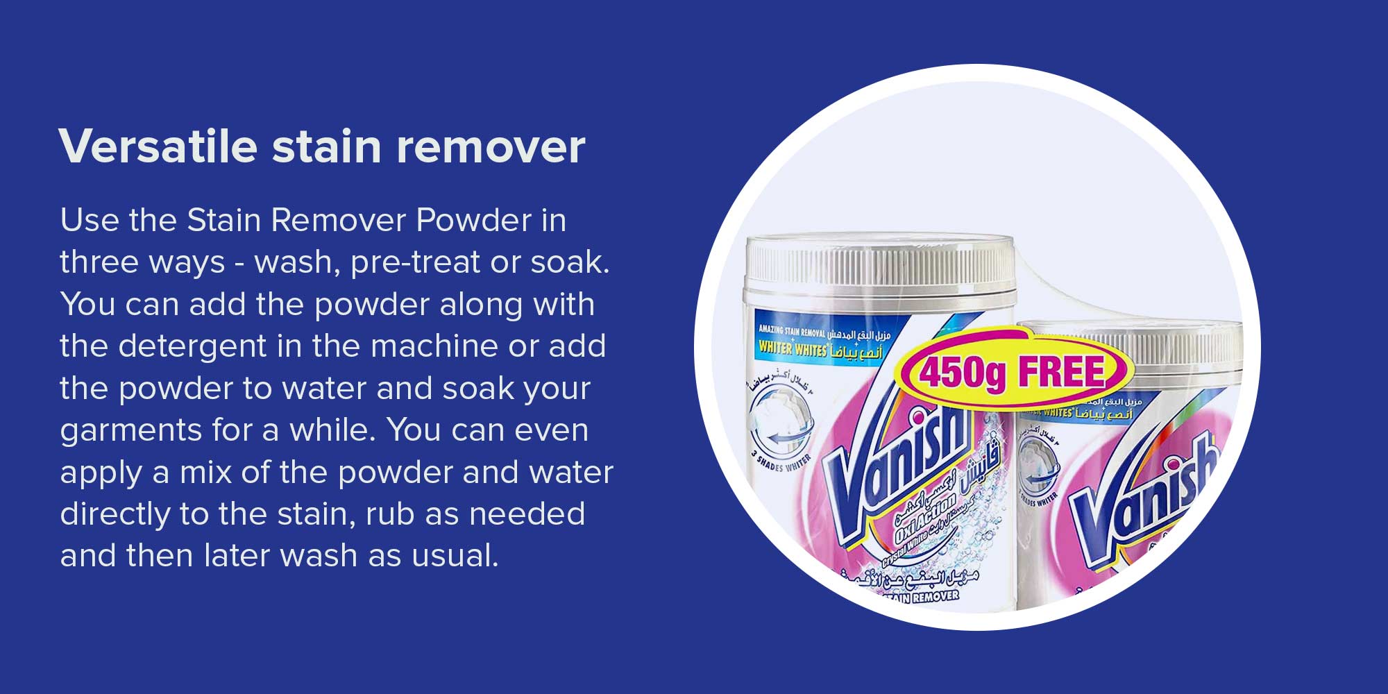 Oxi Action Stain Remover Powder 900+450 grams Free