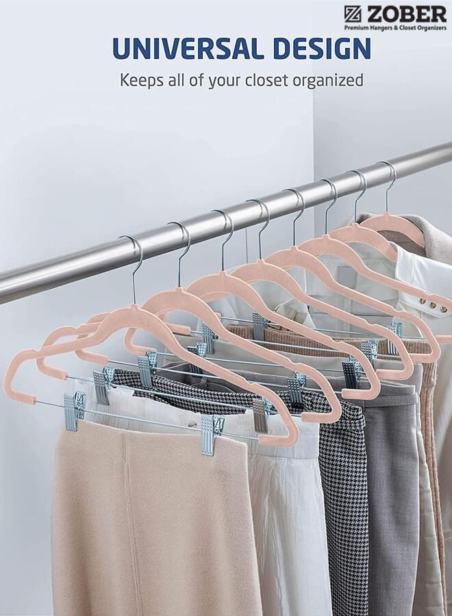 Zuber Luxury Velvet Hanger with Silver Clips, 20 Pack