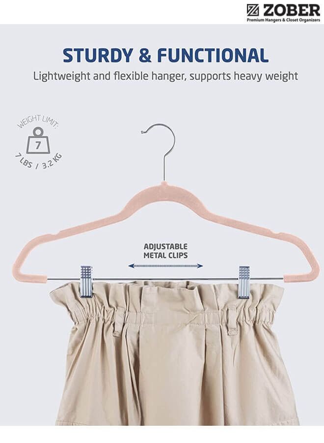Zuber Luxury Velvet Hanger with Silver Clips, 20 Pack