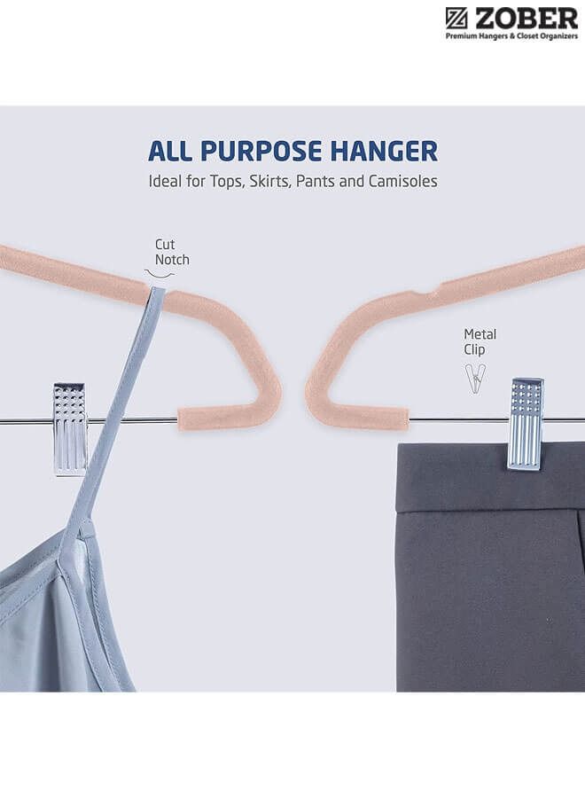 Zuber Luxury Velvet Hanger with Silver Clips, 20 Pack