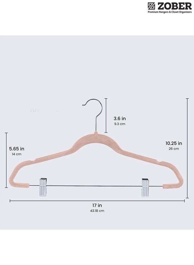 Zuber Luxury Velvet Hanger with Silver Clips, 20 Pack
