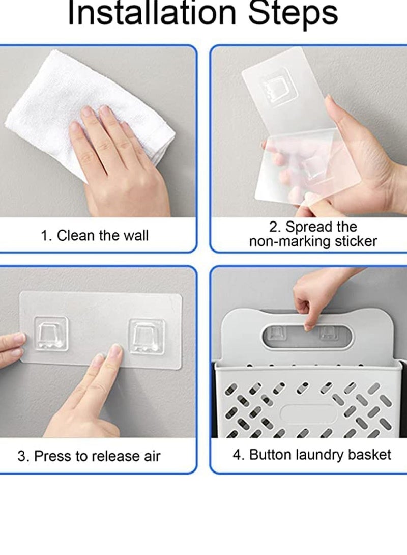 Plastic Collapsible Wall Hanging Laundry Basket with Carrying Handle Space Saving Waterproof 2pcs(Small+Large)