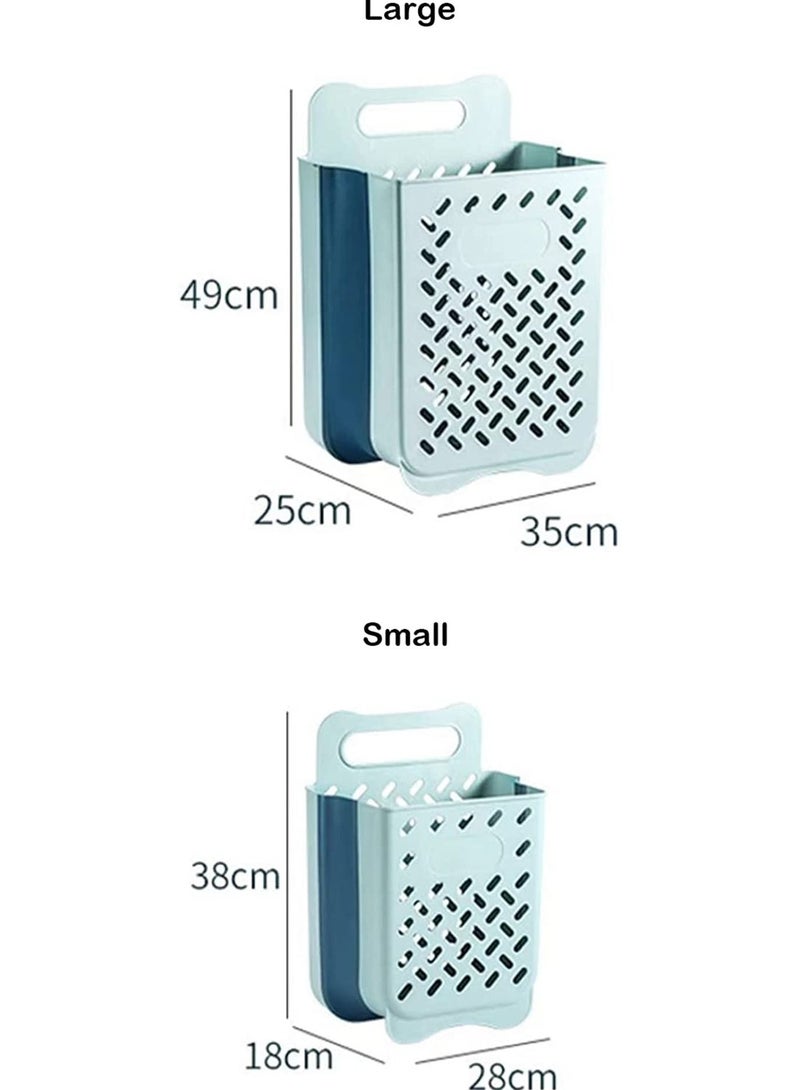 Plastic Hanging Laundry Basket with Carrying Handle Space Saving Wall Hanging Durable Dirty Clothes Organizer
