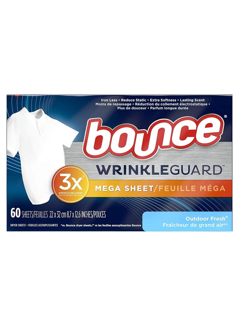 Wrinkle Guard Mega Dryer Sheets 60