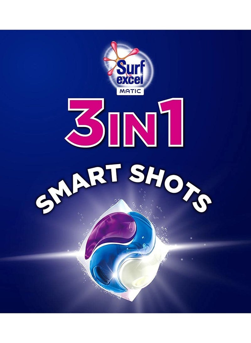 Surf Excel 3-in-1 Smart Shots Liquid Detergent For Front Load and Top Load Washing Machines 17 Units for 17 loads With Fragrance and Fabric Care