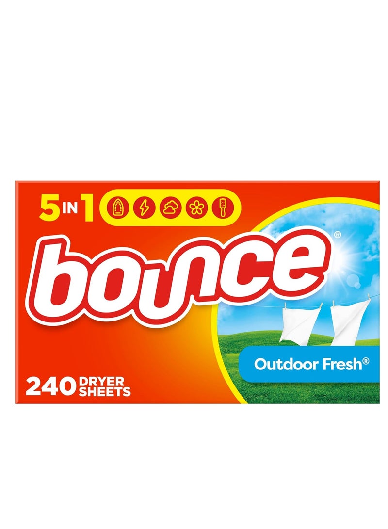 Bounce Dryer Sheets Laundry Fabric Softener, Outdoor Fresh, 240 Count