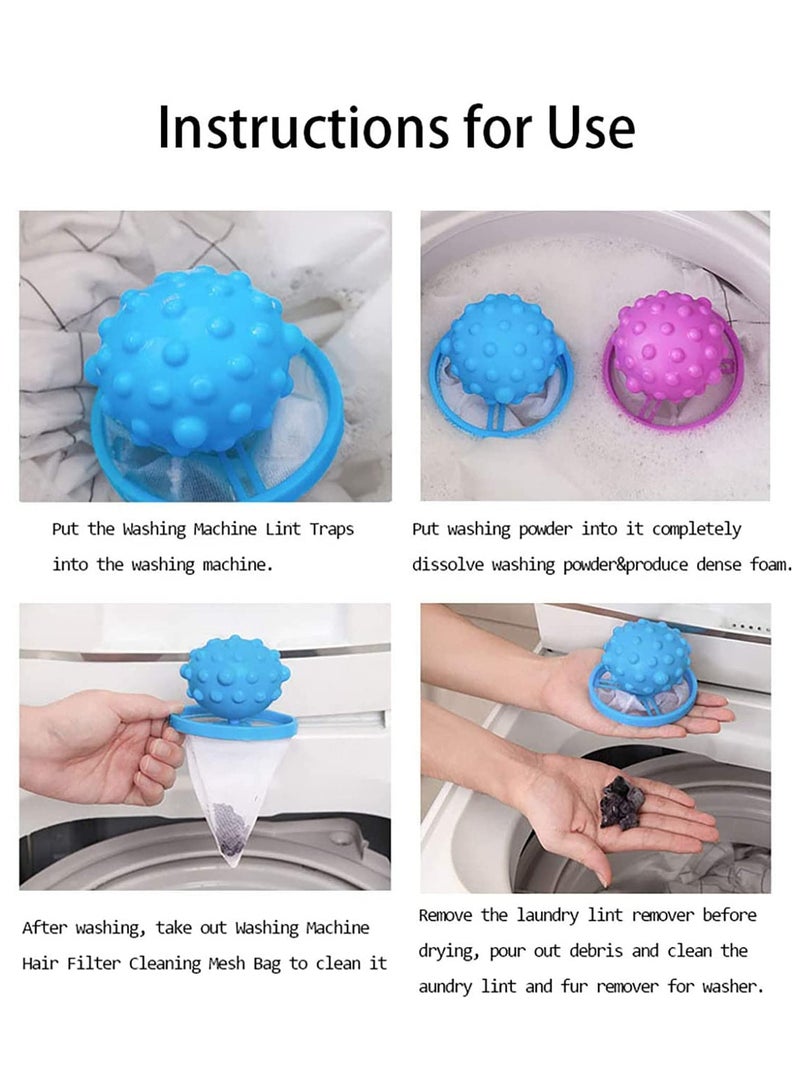 Reusable Washing Machine Floating Lint Mesh Bag, Floating Pet Hair Lint Mesh Remover, Washing Machine Lint Traps, Hair Filter Net Pouch Washer Hair Catcher for Household Tool 6Pcs