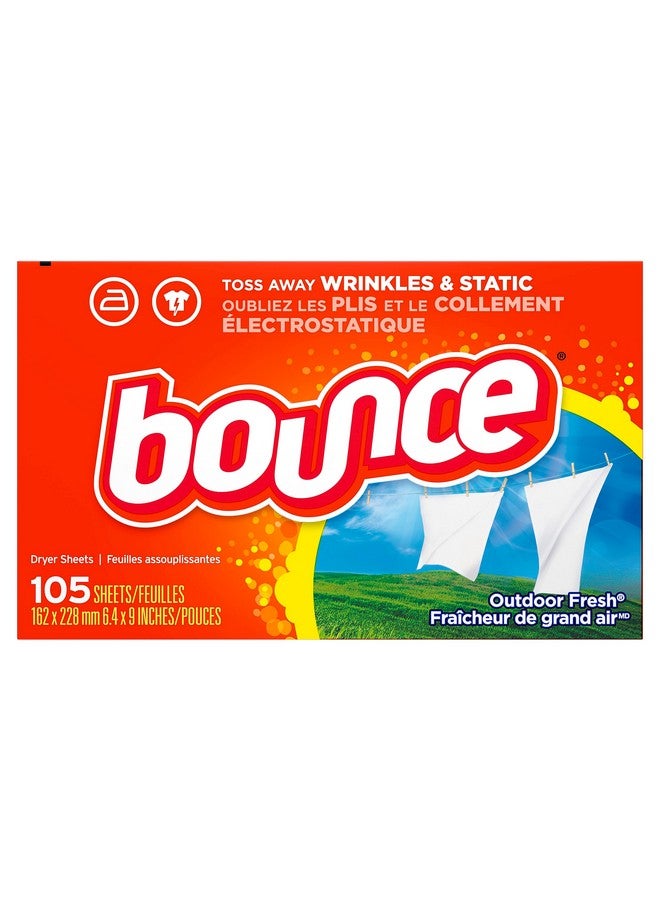 Dryer Sheets, 105 Sheets, Outdoor Fresh Scent Fabric Softener Sheets, Reduces Static, Softens And Fights Wrinkles