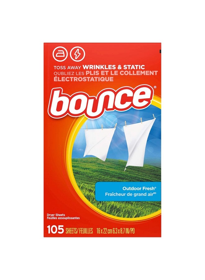 Dryer Sheets, 105 Sheets, Outdoor Fresh Scent Fabric Softener Sheets, Reduces Static, Softens And Fights Wrinkles