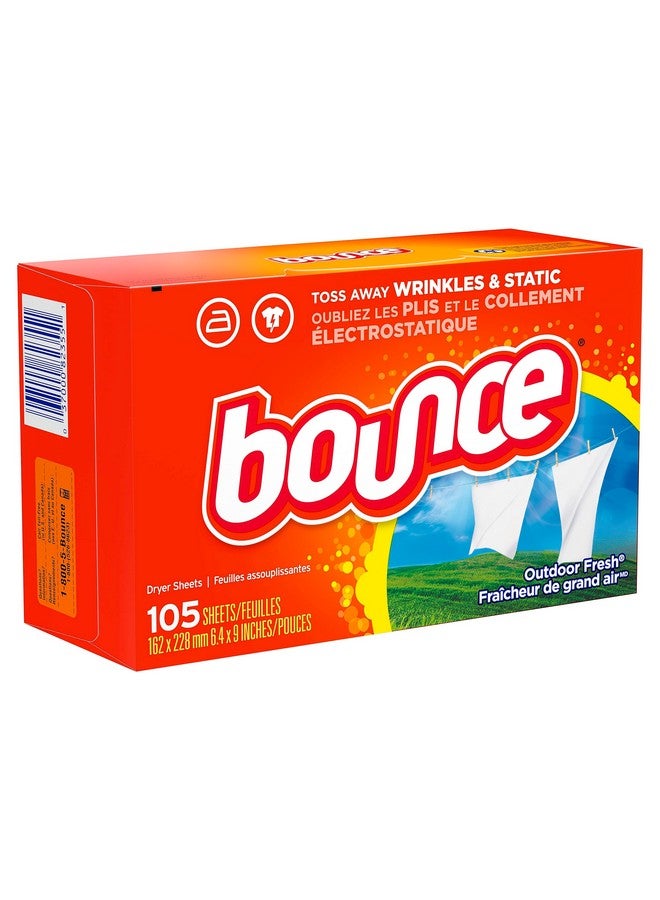 Dryer Sheets, 105 Sheets, Outdoor Fresh Scent Fabric Softener Sheets, Reduces Static, Softens And Fights Wrinkles