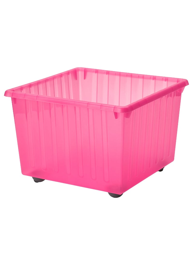 Versatile Light Pink Storage Crate with Castors Durable and Stylish Solution for Easy Mobility and Organization, Ideal for Home or Office Use 39x39 cm