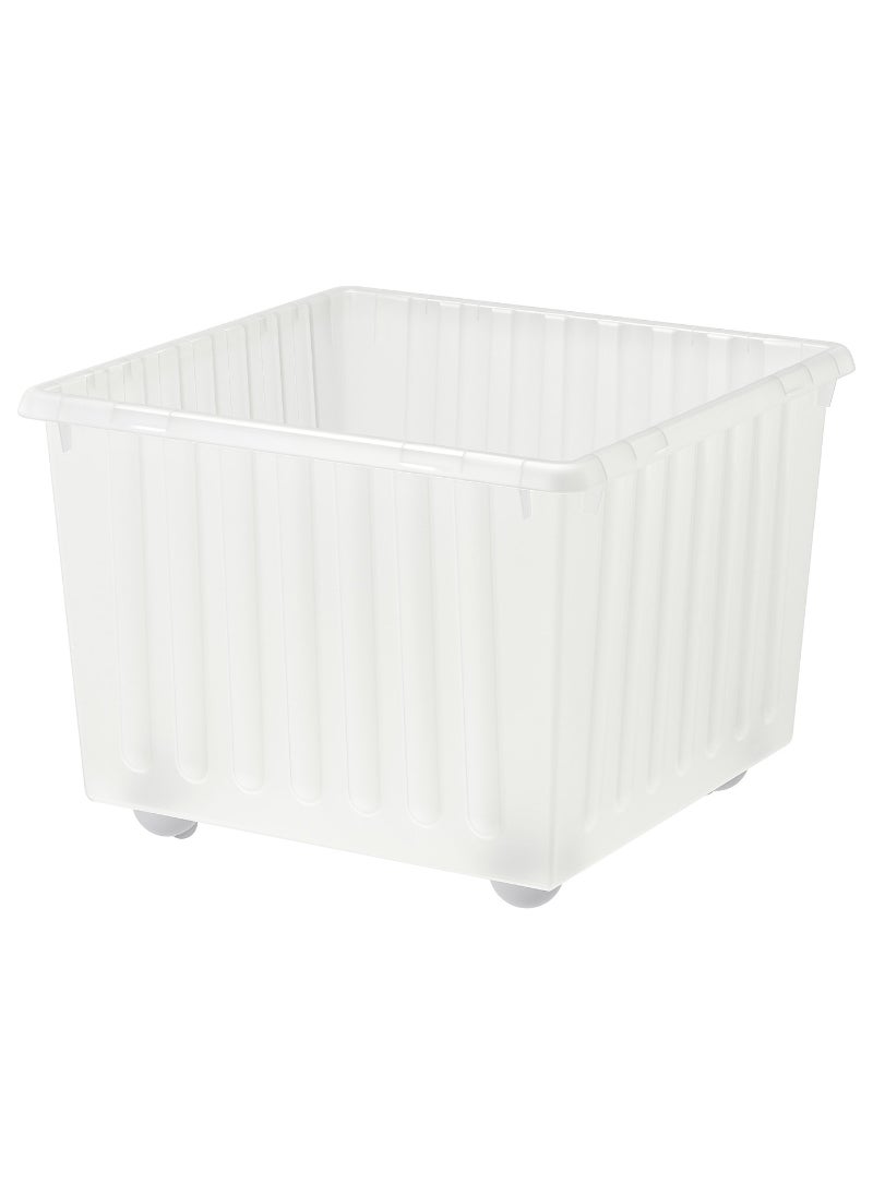 Versatile White Storage Crate with Castors Durable and Stylish Solution for Easy Mobility and Organization, Ideal for Home or Office Use 39x39 cm