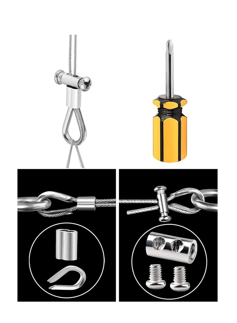 Wire Cable Railing Kit 164ft Stainless Steel Rope Coated Garden for Support System Clotheslines Hanging Lights with Thimbles Crimping Sleeves Clips Screwdrivers