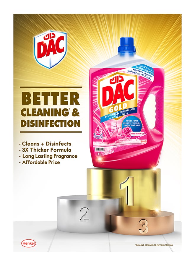 Gold Multi-Purpose Disinfectant And Liquid Cleaner With 3X Thicker Formula Rose Gold Rose 3Liters