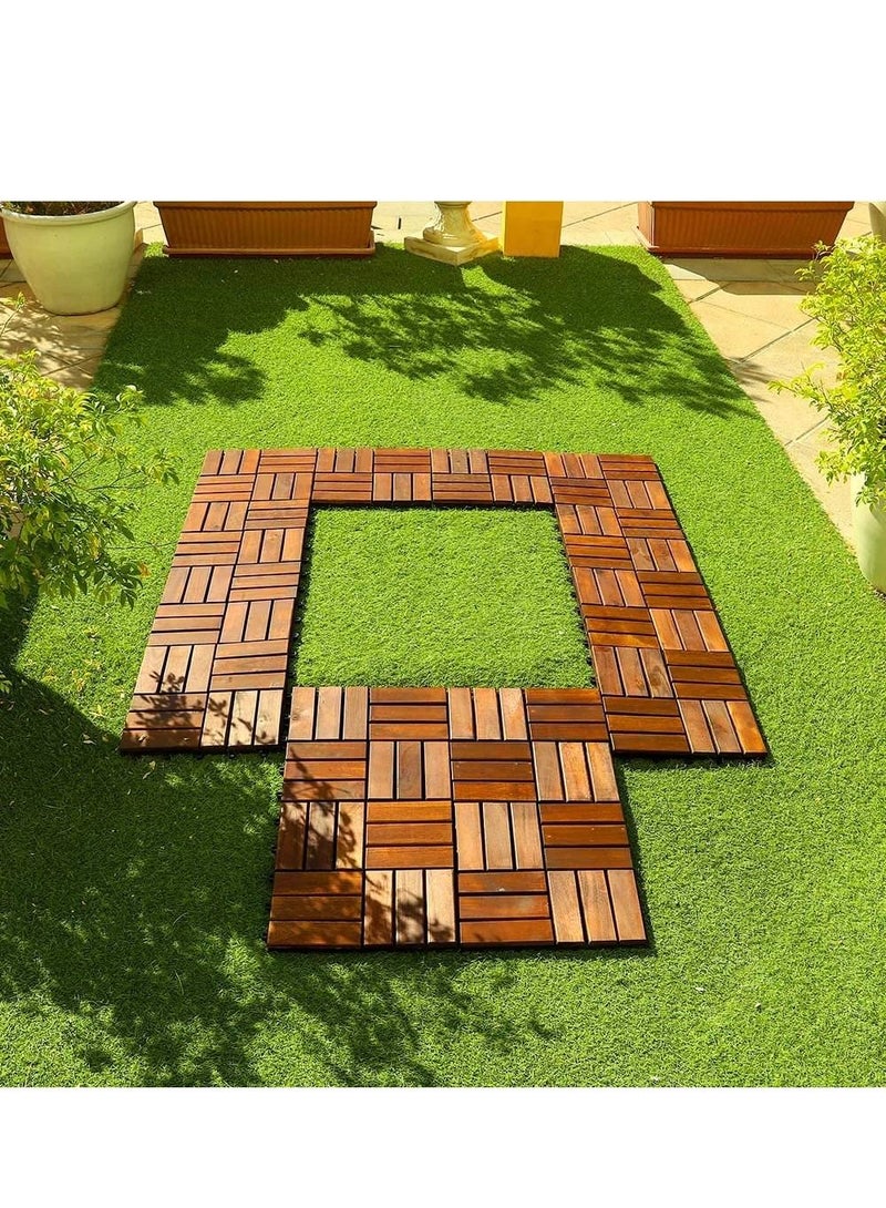 5pcs Wooden Decking Floor Tiles Interlocking Panels Brown 31x31x3cm