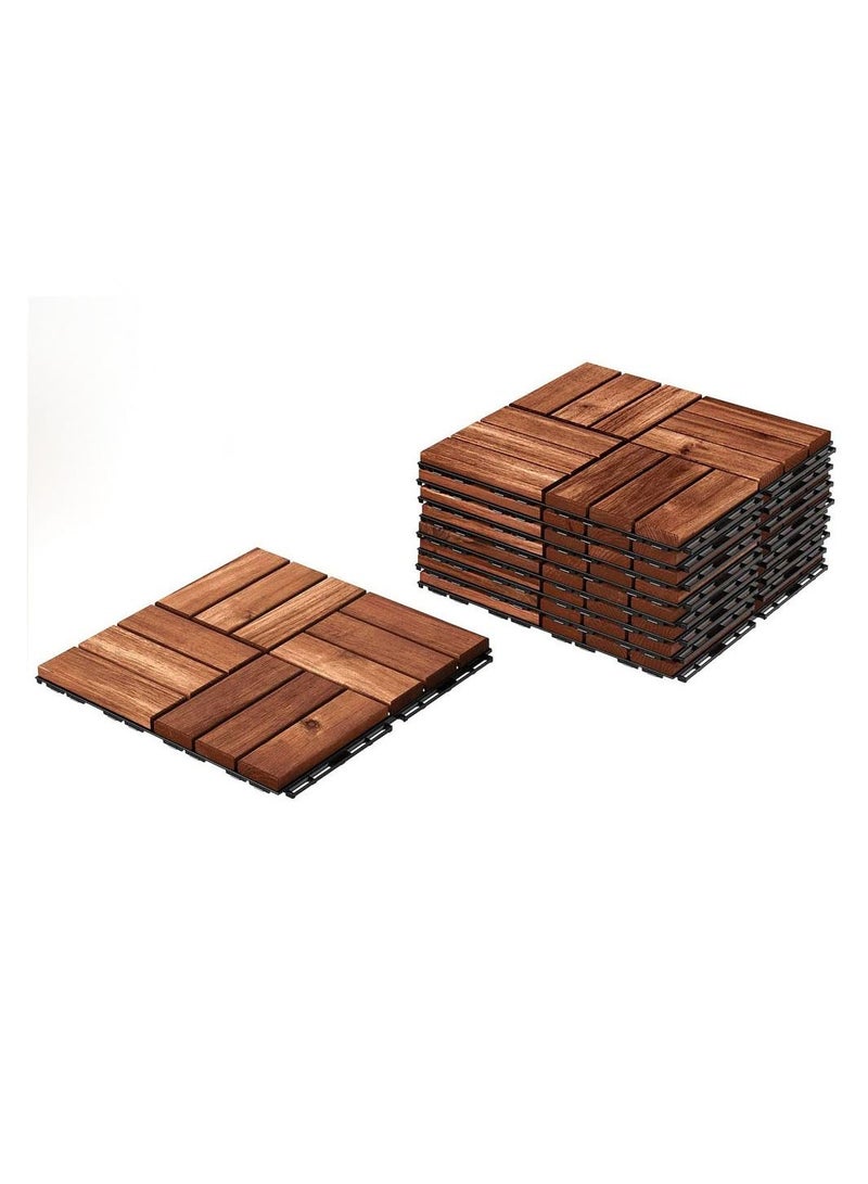 5pcs Wooden Decking Floor Tiles Interlocking Panels Brown 31x31x3cm