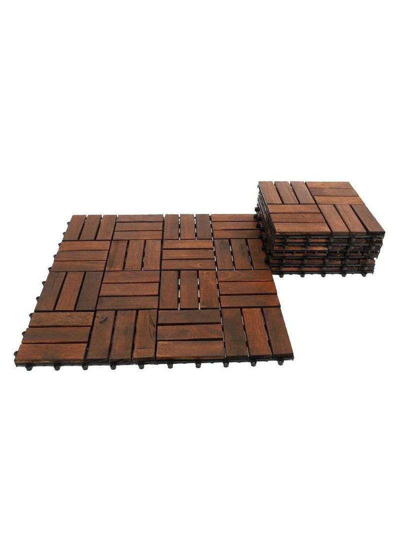 5pcs Wooden Decking Floor Tiles Interlocking Panels Brown 31x31x3cm