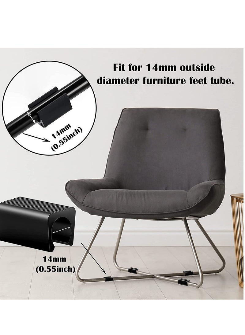 Plastic Furniture Feet Protectors Avoid Noise Black Plastic 14mm Floor Protectors Rectangle Non-Slip Leg Tips U Shape Foot Cap for Metal Chairs 40 Pack