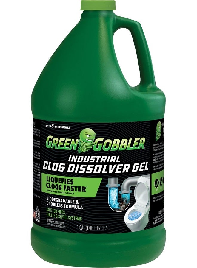 Industrial Strength Grease and Hair Drain Clog Remover | Drain Cleaner Gel | Safe for Pipes, Toilets, Sinks, Tubs, Drains & Septic Systems | 1 Gallon