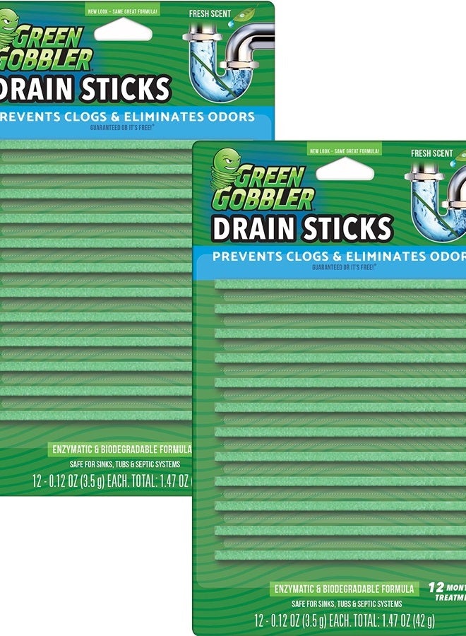 Drain Cleaner & Deodorizer FRESH SCENT Sticks for Toilet Tanks, Sinks, Bathtub Drains, Washing Machine Drains and Garbage Disposals - 24 Pieces