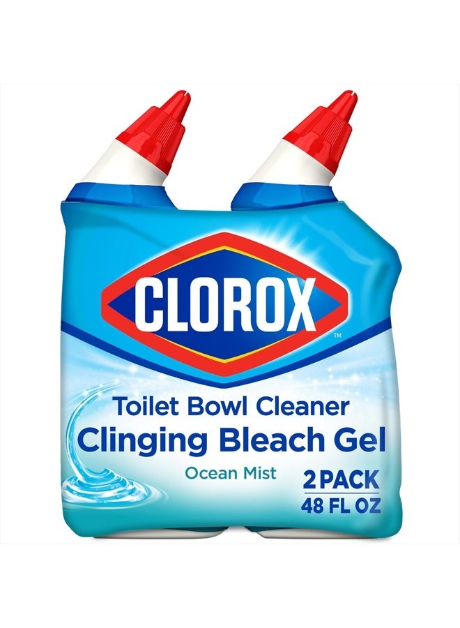 Toilet Bowl Cleaner, Clinging Bleach Gel, Ocean Mist - 24 Ounces, Pack of 2