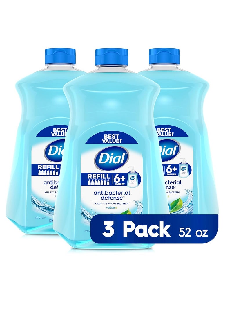 Dial Antibacterial Liquid Hand Soap Refill, Spring Water, 52 fl oz Pack of 3