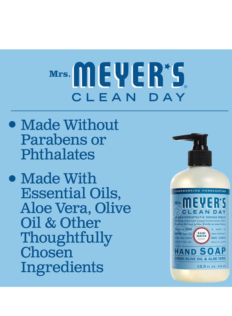 MRS. MEYER'S CLEAN DAY Hand Soap, Made with Essential Oils, Biodegradable Formula, Rain Water, 12.5 fl. oz