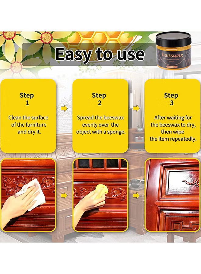 Natural Beeswax Furniture Polish Wood Seasoning Beewax For Wood Polish And Conditioner Multipurpose Waterproof And Repair Wood Wax Wood Cleaner And Polish Furniture Wax