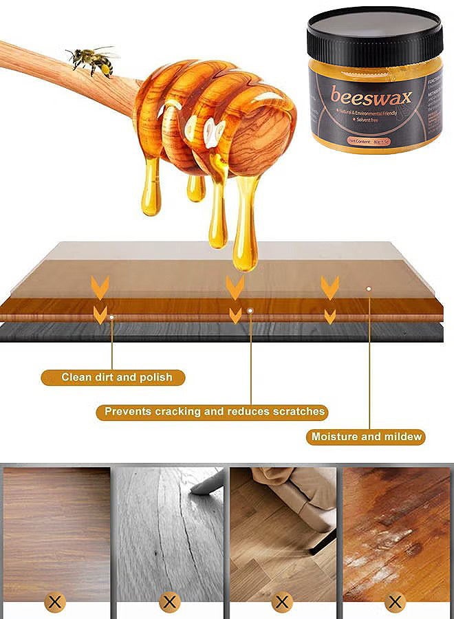 Natural Beeswax Furniture Polish Wood Seasoning Beewax For Wood Polish And Conditioner Multipurpose Waterproof And Repair Wood Wax Wood Cleaner And Polish Furniture Wax