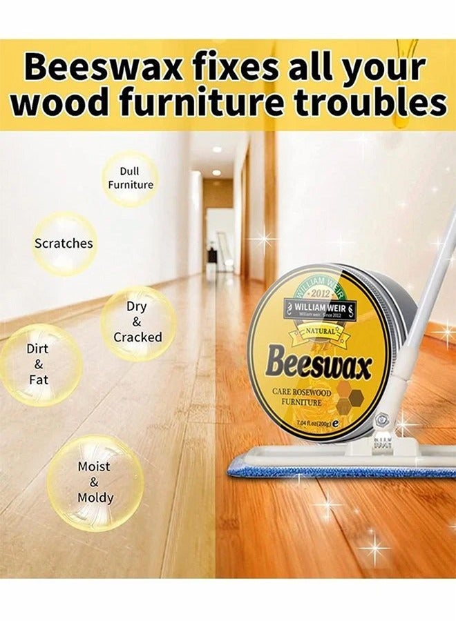 Natural Beeswax- Furniture Polish Wood Seasoning Beeswax for Wood Polish and Conditioner Multipurpose Waterproof and Repair Wood Wax Wood Cleaner and Polish Furniture Wax 200g