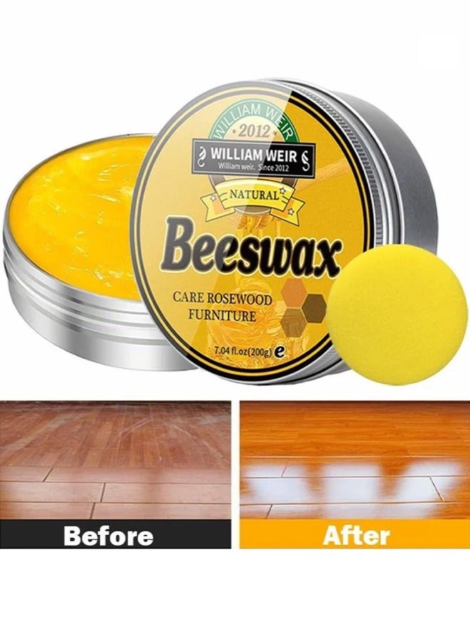 Natural Beeswax- Furniture Polish Wood Seasoning Beeswax for Wood Polish and Conditioner Multipurpose Waterproof and Repair Wood Wax Wood Cleaner and Polish Furniture Wax 200g