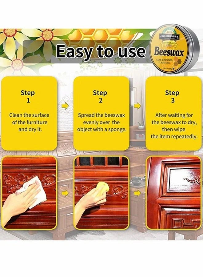 Natural Beeswax- Furniture Polish Wood Seasoning Beeswax for Wood Polish and Conditioner Multipurpose Waterproof and Repair Wood Wax Wood Cleaner and Polish Furniture Wax 200g