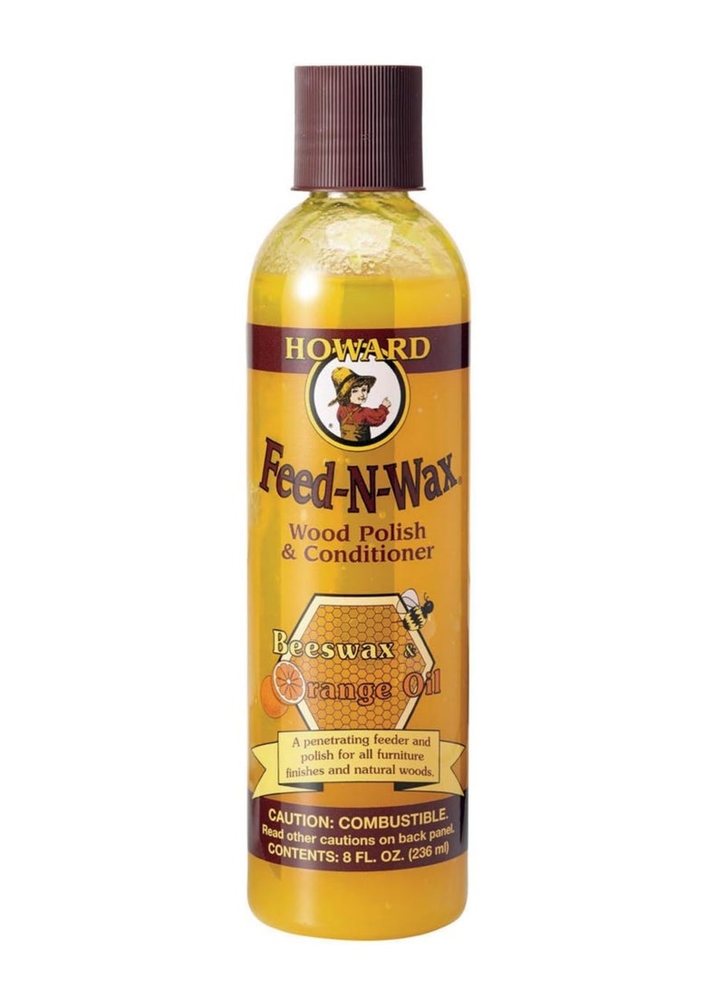 Howard Products Feed-N-Wax Wood Polish & Conditioner, 8 oz, Orange