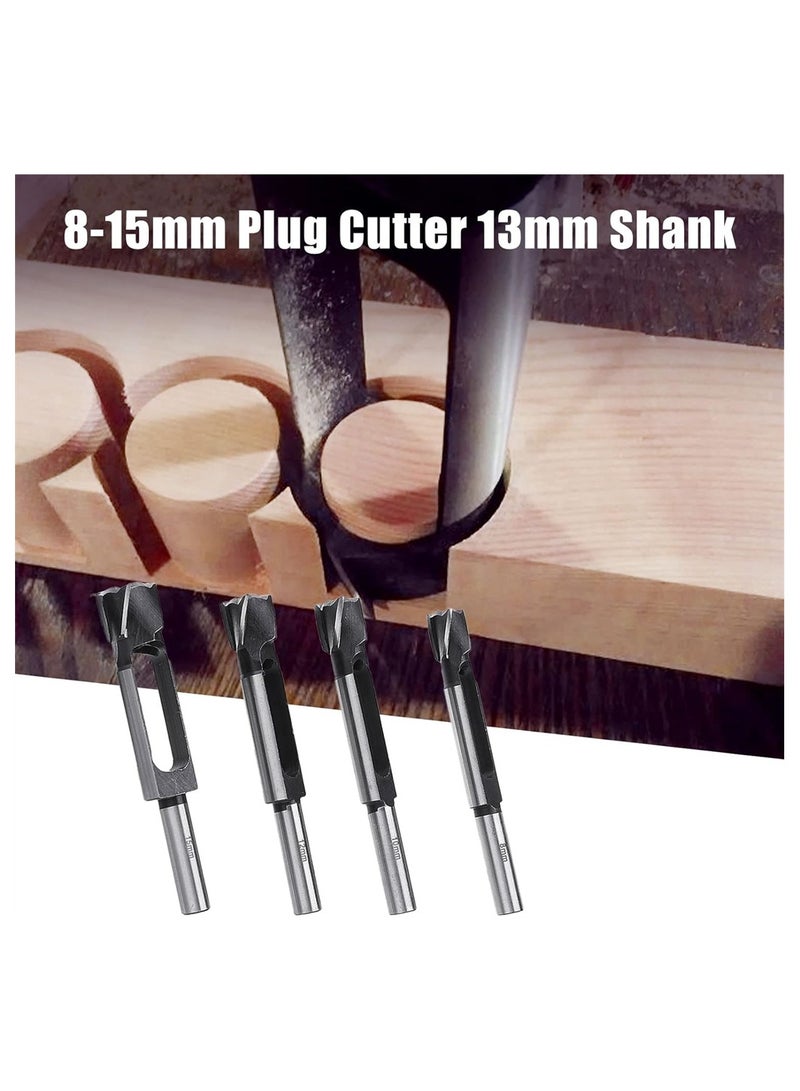 Woodworking Plug Hole Cutter Set for Furniture Making Core Drill with 8mm 10mm 12mm 15mm Sizes Perfect for Carpentry