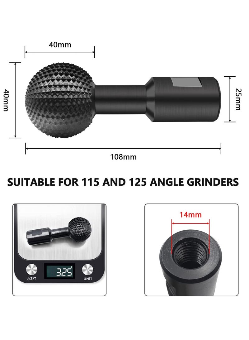 Spherical Rotary Burr, 14mm Carbon Steel Grinding Head for Wood Carving, Polishing, Engraving, and Drilling, Compatible with 115/125 Angle Grinders.