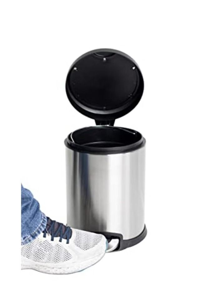 Stainless Steel Trash Bins Durable with Soft Close Lid ,Wastebasket Round Step 5L