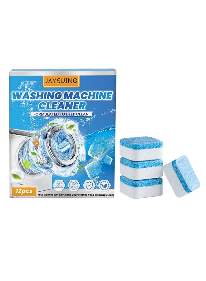 12PCS Washing Machine Cleaner Effervescent Tablets, Washing Machine Cleaner Descaling Agent, Deep Cleaning Tablets, Suitable for Washing Machine Cleaning，Sterilization，Dirt removal