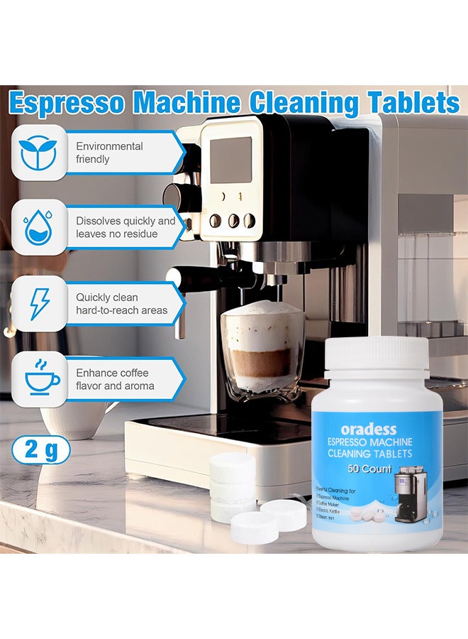 50PCS All-Purpose Espresso Machine And Coffee Maker Cleaning Tablets Also Works For Water Bottle Coffee Cup Stainless Steel Cup Kettle Limescale Removal