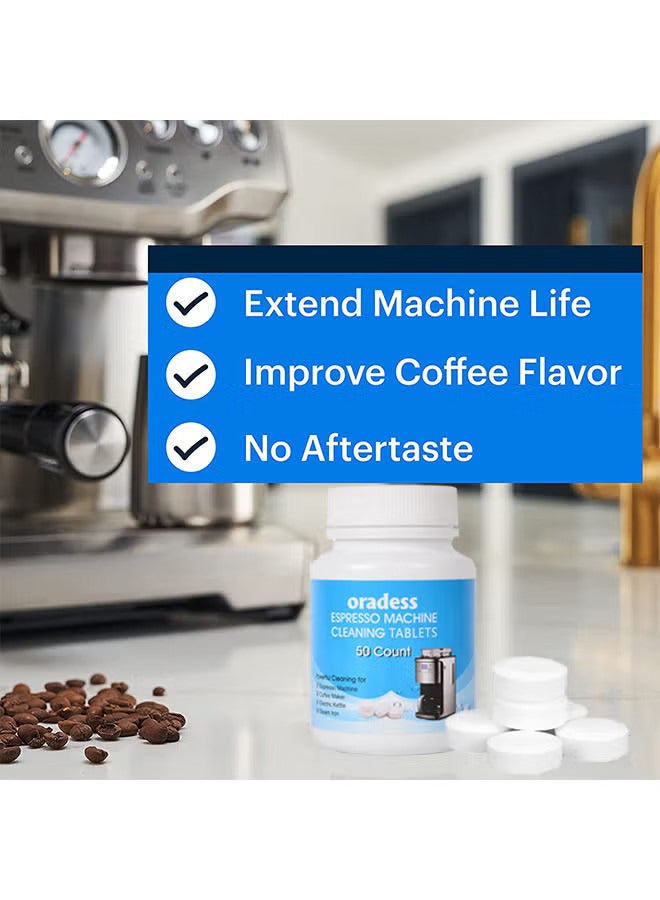 50PCS All-Purpose Espresso Machine And Coffee Maker Cleaning Tablets Also Works For Water Bottle Coffee Cup Stainless Steel Cup Kettle Limescale Removal