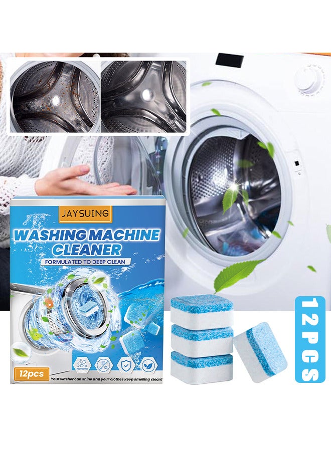 12PCS Washing Machine Cleaner Effervescent Tablets, Washing Machine Cleaner Descaling Agent, Deep Cleaning Tablets, Suitable For Washing Machine Cleaning, Sterilization, Dirt Removal