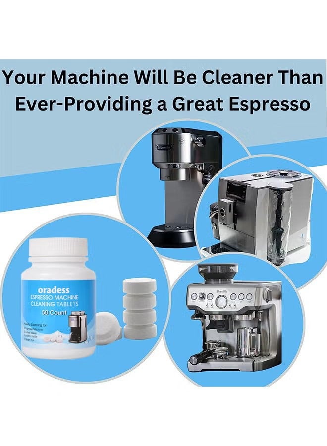 50PCS All-Purpose Espresso Machine And Coffee Maker Cleaning Tablets Also Works For Water Bottle Coffee Cup Stainless Steel Cup Kettle Limescale Removal