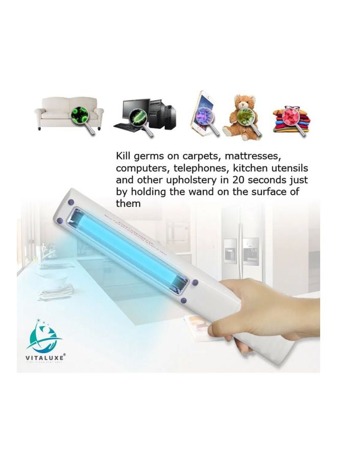 Portable Ultraviolet Disinfector UV-C Sanitizer and Sterilizer Lamp Wand Shape White