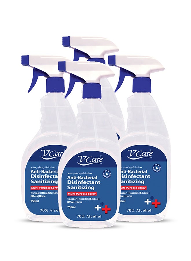 Antibacterial Disinfectant Sanitizing Multipurpose Spray 750ml Pack of 4