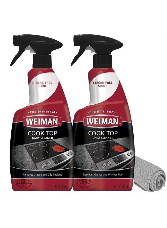 Cooktop Cleaner for Daily Use (2 Pack) Streak Free, Residue Free, Non-Abrasive Formula - 22 Ounce