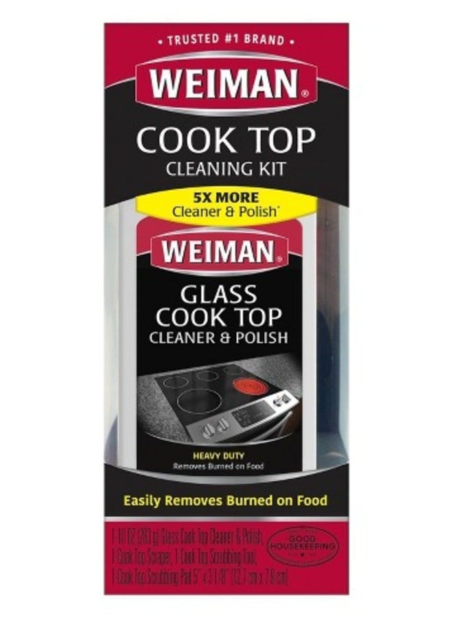 Weiman Cooktop Cleaner Kit - Cook Top Cleaner and Polish 10 oz. Scrubbing Pad, Cleaning Tool, Cooktop Razor Scraper