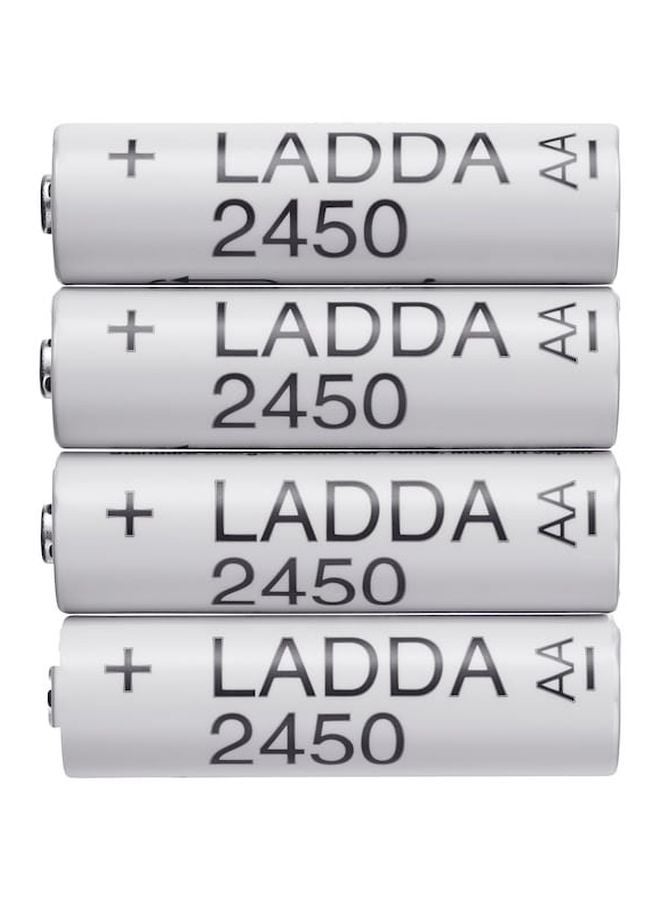 Pack Of 4 AA Rechargeable Battery White/Black