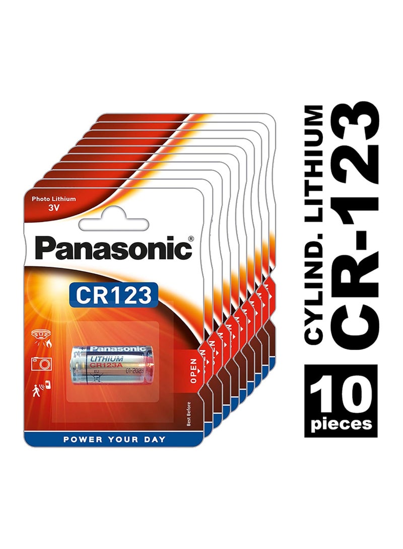 10-Pieces Panasonic CR123A Lithium 3V Batteries