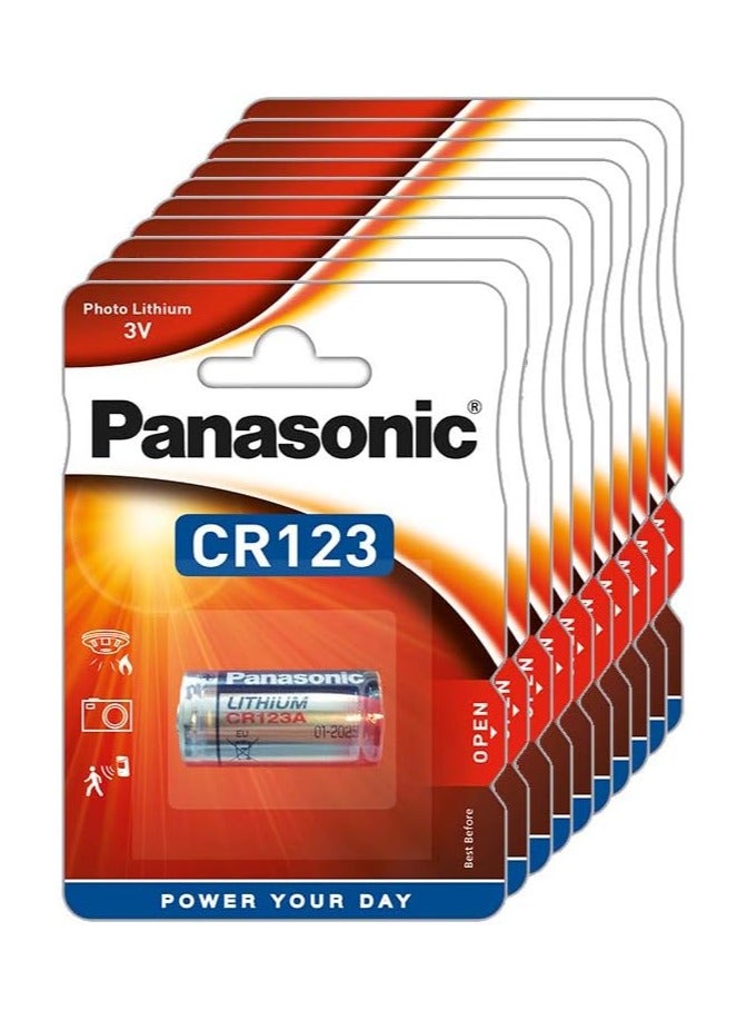 10-Pieces Panasonic CR123A Lithium 3V Batteries