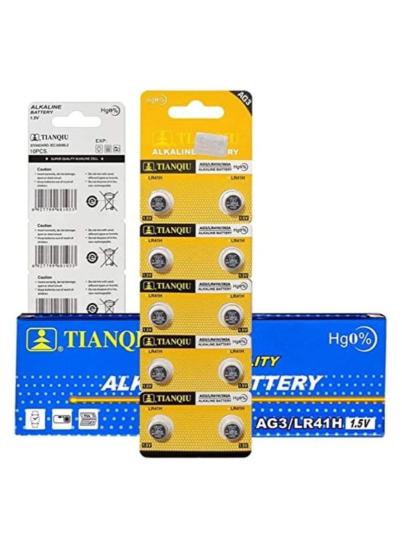 200-Pieces Tianqiu AG3/ LR41H/ 392A 1.5V Alkaline Batteries
