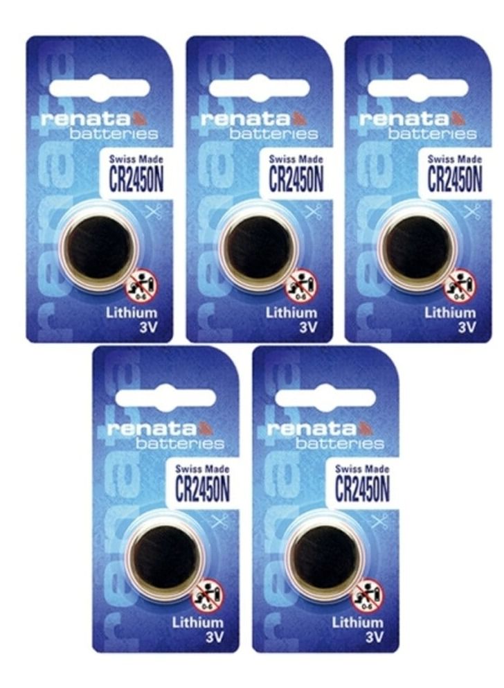 5-Pieces Renata CR2450N Swiss Made Lithium 3V Batteries